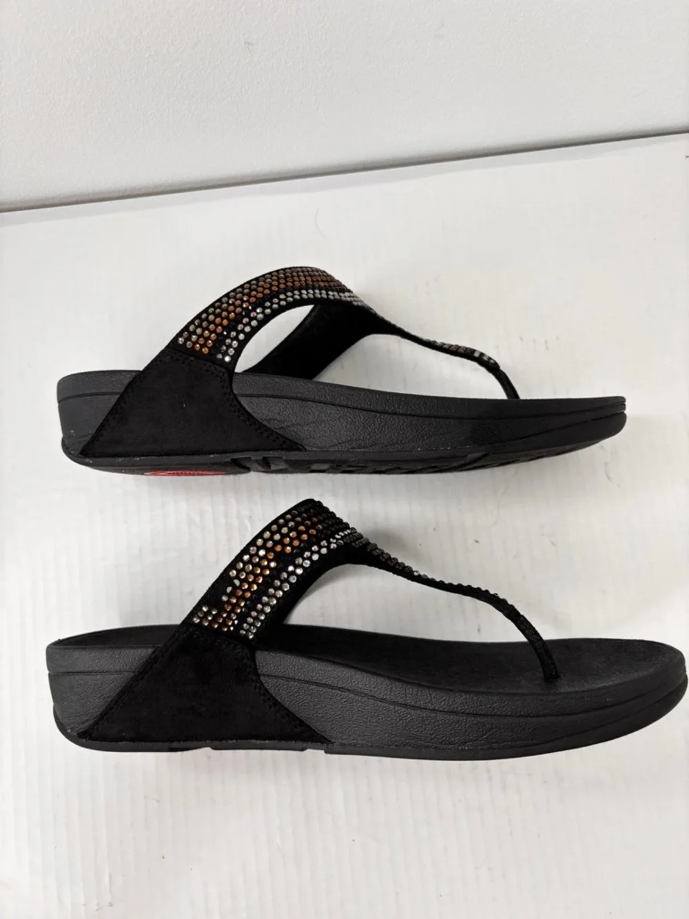 FitFlop Flare Strobe Luxe Sandal Thong Size 9 Glitter Arch Support Comfort